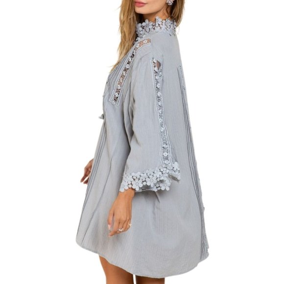 POL Dress Woven Cotton Mystic Grey Small - Picture 2 of 6